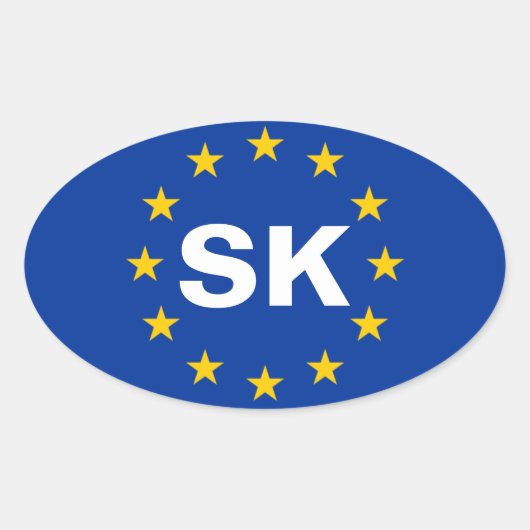 4スロバキア"SK"欧州連合の国旗 楕円形シール (正面)