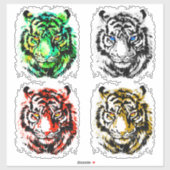 4タイガーヘッドのシール – Tigerのシール シール (シート)