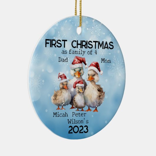 4ダック家族の家族としての初年度クリスマス セラミックオーナメント (右)