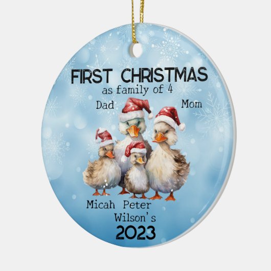 4ダック家族の家族としての初年度クリスマス セラミックオーナメント (左)