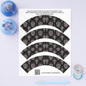 4ダマスクウエディング誕生日カスタムカップケーキラッパ チラシ (シングル)