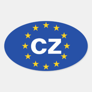 4チェコスロバキア共和国"CZ"の欧州連合の旗 楕円形シール