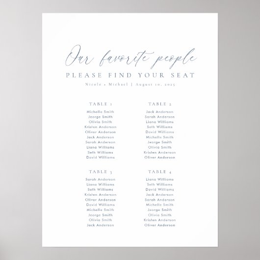4テーブル私たちお気に入りのの人の座席表 ポスター (正面)