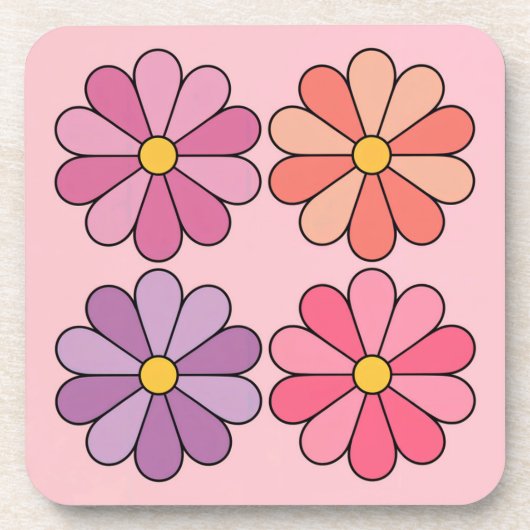 4デイジーピンクコースターセット コースター (正面)