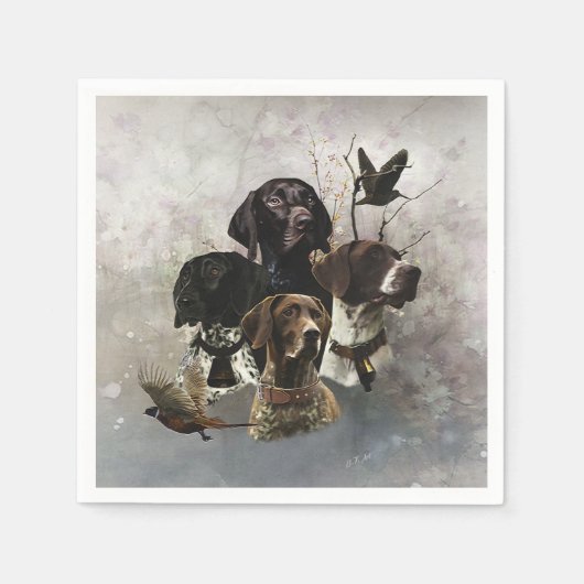 4ドイツ語の短いポインタの色 スタンダードカクテルナプキン (正面)