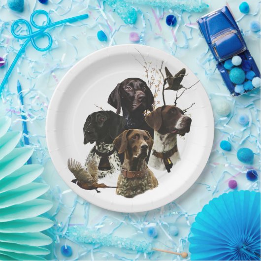 4ドイツ語の短いポインタの色 ペーパープレート (パーティー)