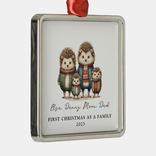 4ハリネズミの初めてのクリスマス養子縁組 メタルオーナメント (右)