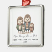 4ハリネズミの初めてのクリスマス養子縁組 メタルオーナメント (左)