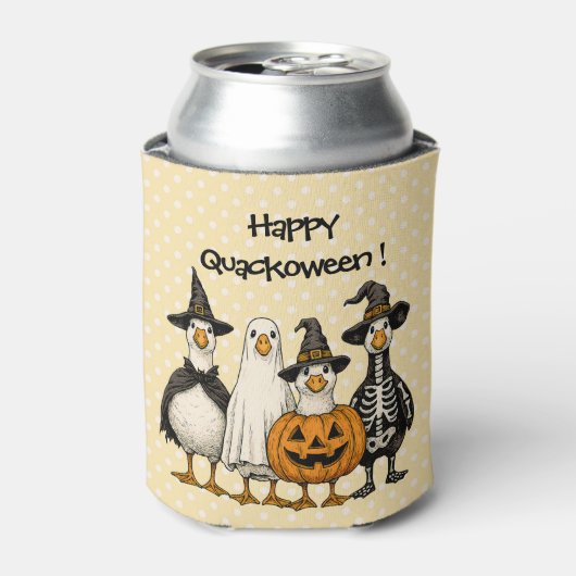 4ハロウィーンアヒルのコスチューム – ハッピーカクウィーン 缶クーラー (缶正面)