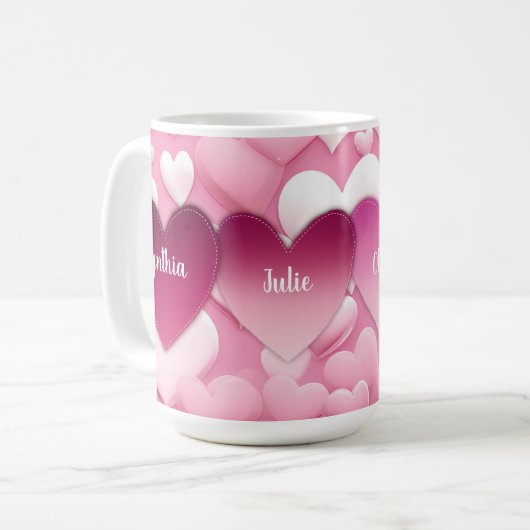 4ハートファミリ名 コーヒーマグカップ (正面左)