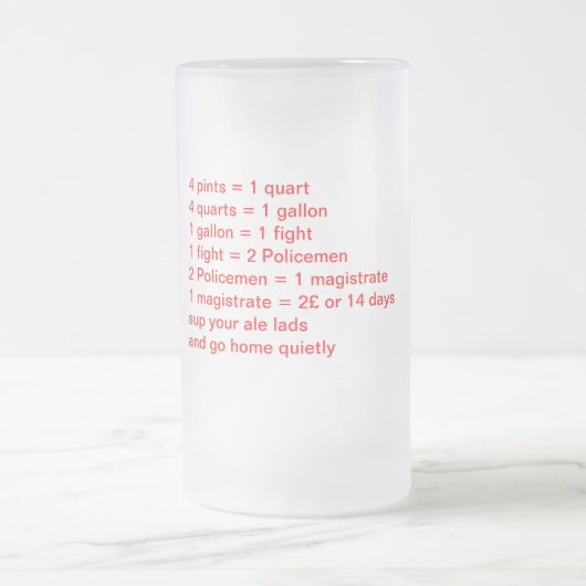 4パイント= 1クォート4クォート= 1ガロン1ガロン= 1 フロストグラスビールジョッキ (中央)