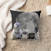 4パグの月の装飾用クッション16" x 16" クッション (ブランケット)