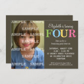 4パターン（の模様が）ある歳の誕生日パーティーの招待 招待状 (正面/裏面)