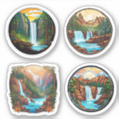 4パックの美しい自然を丸シール シール (正面)