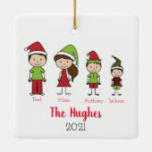 4パーソナライズされたのクリスマス家族 セラミックオーナメント (裏面)