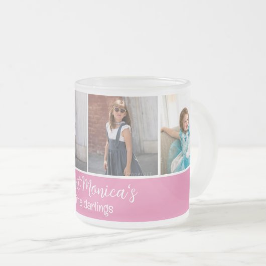 4パーソナライズされたの正方形の写真と叔母のダーリング フロストグラスマグカップ (正面右)
