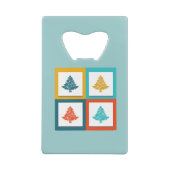 4パーソナライズされたクリスマスツリーレトロデザイン クレジットカード栓抜き (裏面)