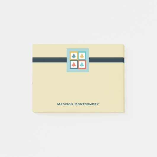 4パーソナライズされたクリスマスツリーレトロデザイン ポストイット (正面)