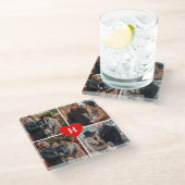 4パーソナライズされたフォトコラージュ赤いハート ガラスコースター (アングル)