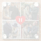 4パーソナライズされたフォトコラージュ赤いハート ガラスコースター (裏面)