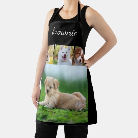 4パーソナライズされたフォトホワイトスクリプト名エプロン エプロン (インサイチュ)