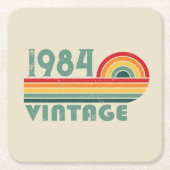 4パーソナライズされたヴィンテージ40歳の誕生日パーティー スクエアペーパーコースター (正面)