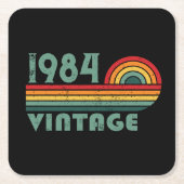 4パーソナライズされたヴィンテージ40歳の誕生日パーティー スクエアペーパーコースター (正面)