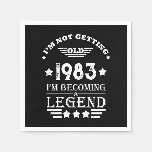 4パーソナライズされたヴィンテージ40歳の誕生日パーティー スタンダードカクテルナプキン (正面)