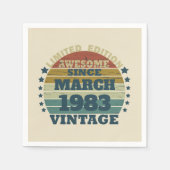 4パーソナライズされたヴィンテージ40歳の誕生日パーティー スタンダードカクテルナプキン (正面)