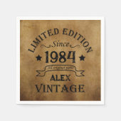 4パーソナライズされたヴィンテージ40歳の誕生日パーティー スタンダードカクテルナプキン (正面)