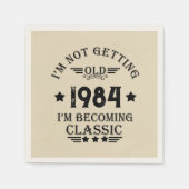 4パーソナライズされたヴィンテージ40歳の誕生日パーティー スタンダードカクテルナプキン (正面)