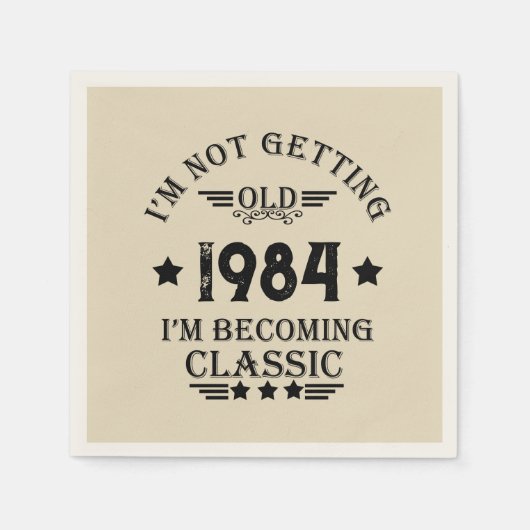 4パーソナライズされたヴィンテージ40歳の誕生日パーティー スタンダードカクテルナプキン (正面)