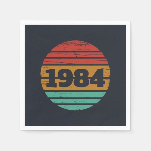 4パーソナライズされたヴィンテージ40歳の誕生日パーティー スタンダードカクテルナプキン (正面)