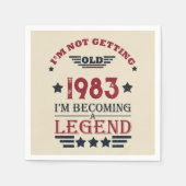 4パーソナライズされたヴィンテージ40歳の誕生日パーティー スタンダードカクテルナプキン (正面)