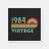 4パーソナライズされたヴィンテージ40歳の誕生日パーティー スタンダードカクテルナプキン (正面)