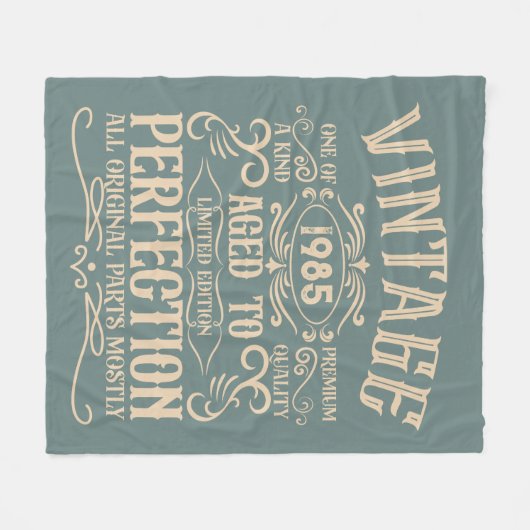 4パーソナライズされたヴィンテージ40歳の誕生日パーティー フリースブランケット (正面(横))