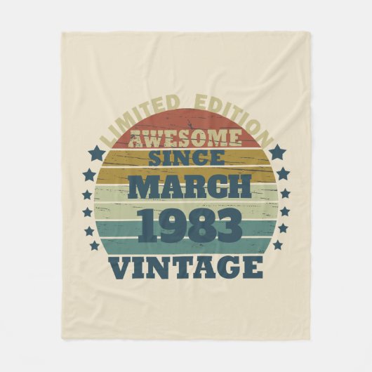 4パーソナライズされたヴィンテージ40歳の誕生日パーティー フリースブランケット (正面)