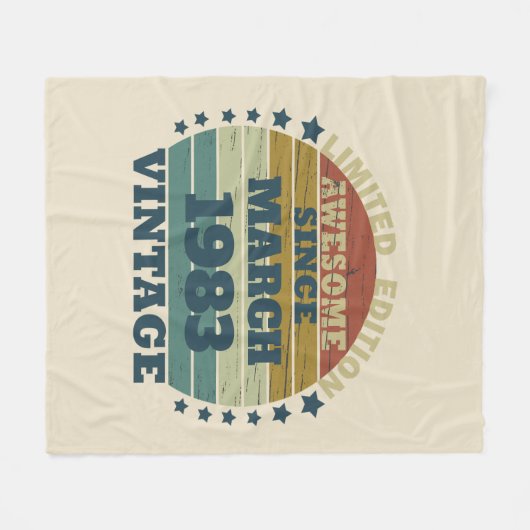 4パーソナライズされたヴィンテージ40歳の誕生日パーティー フリースブランケット (正面(横))