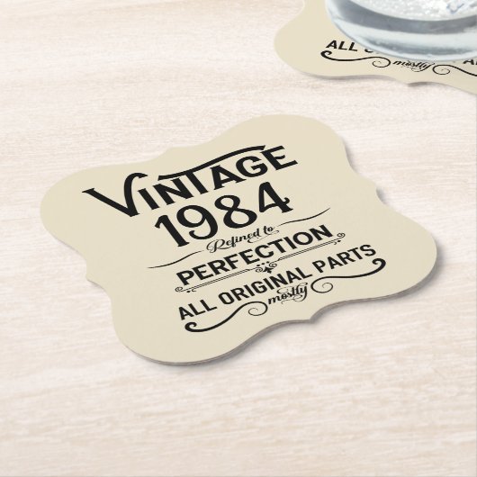 4パーソナライズされたヴィンテージ40歳の誕生日パーティー ペーパーコースター (アングル)