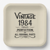 4パーソナライズされたヴィンテージ40歳の誕生日パーティー ペーパープレート (正面)