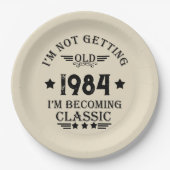 4パーソナライズされたヴィンテージ40歳の誕生日パーティー ペーパープレート (正面)