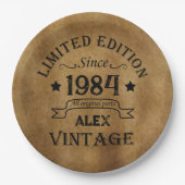 4パーソナライズされたヴィンテージ40歳の誕生日パーティー ペーパープレート (正面)