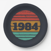 4パーソナライズされたヴィンテージ40歳の誕生日パーティー ペーパープレート (正面)