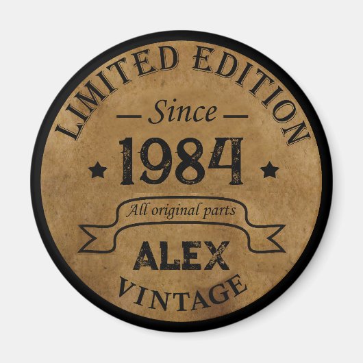 4パーソナライズされたヴィンテージ40歳の誕生日パーティー マグネット (正面)