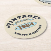 4パーソナライズされたヴィンテージ40歳の誕生日パーティー ラウンドペーパーコースター (アングル)