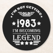 4パーソナライズされたヴィンテージ40歳の誕生日パーティー ラウンドペーパーコースター (正面)