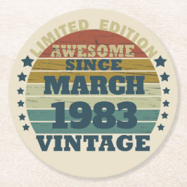 4パーソナライズされたヴィンテージ40歳の誕生日パーティー ラウンドペーパーコースター