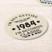 4パーソナライズされたヴィンテージ40歳の誕生日パーティー ラウンドペーパーコースター (アングル)