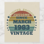 4パーソナライズされたヴィンテージ40歳の誕生日パーティー ワインラベル (シングルラベル)