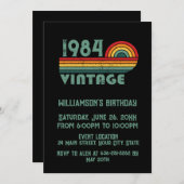 4パーソナライズされたヴィンテージ40歳の誕生日パーティー 招待状 (正面/裏面)